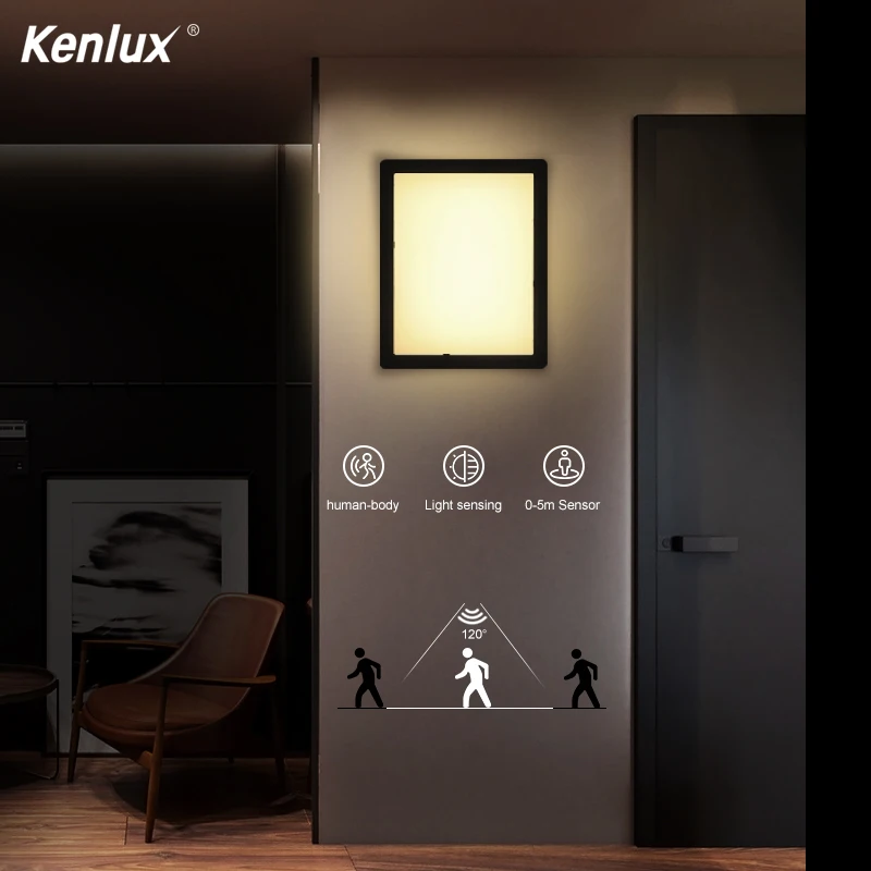 Пластиковый светодиодный уличный светильник 20 Вт настенный с датчиком движения