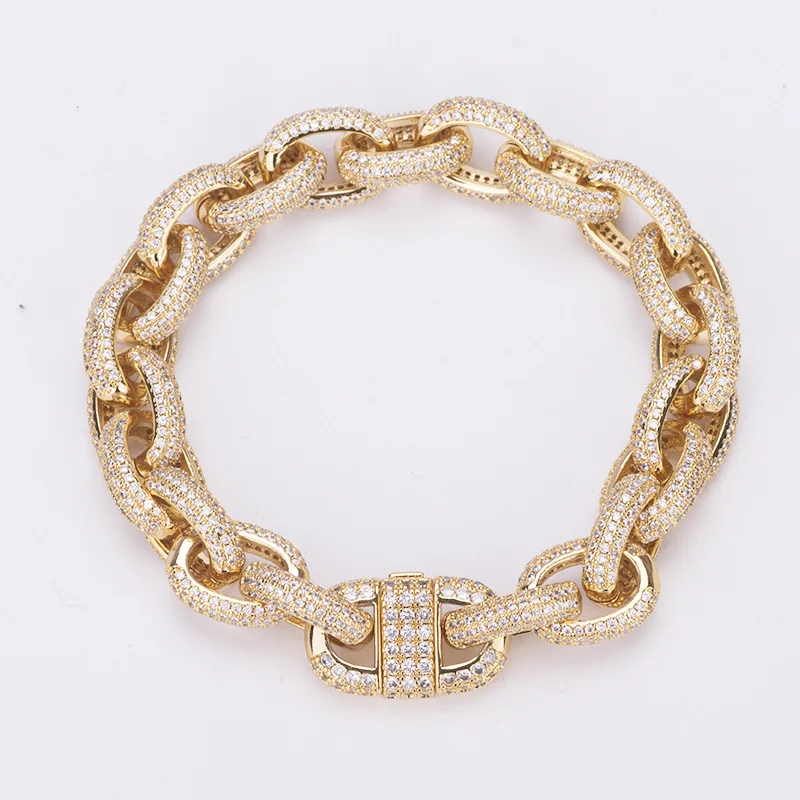 

Wholesale luxury fine jewelry full zircon bracelet fashion accessories cuff bracelets wristband hand ornament 2 color for men