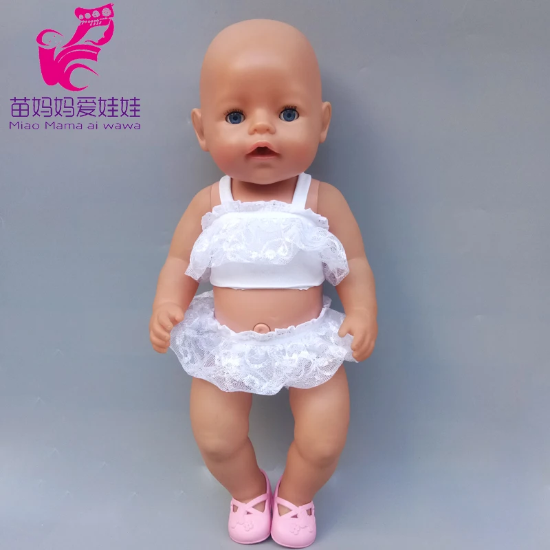 Кукольная одежда 43 см Детская кукла летняя для плавания белая кружевная 18