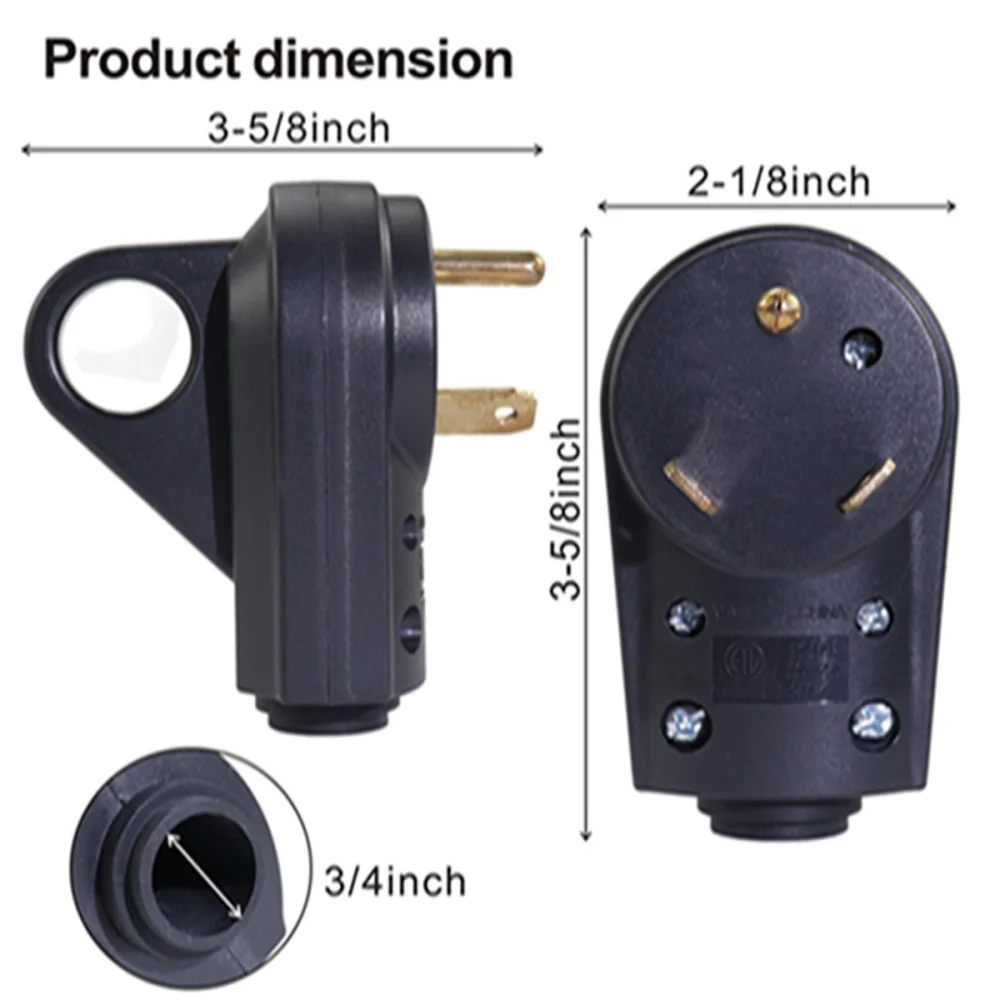 

Replacement Plug Male 30A 125V US Style RV Plug (Black)