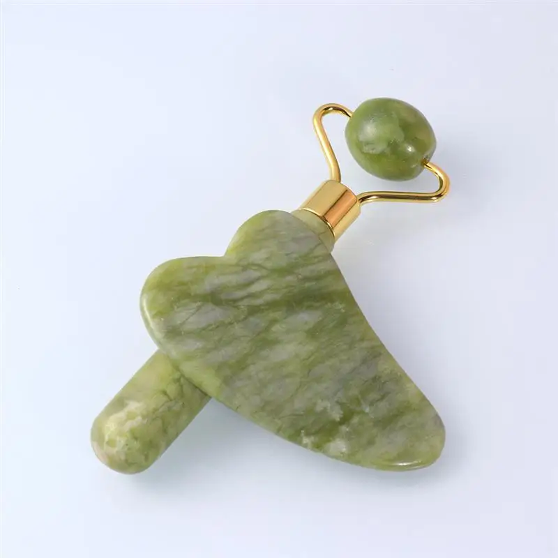 Natural Jade Facial Skin Care Massage Roller Manual Scraper Face Lift Massager Wholesale Crystal Gua Sha Board Set | Красота и
