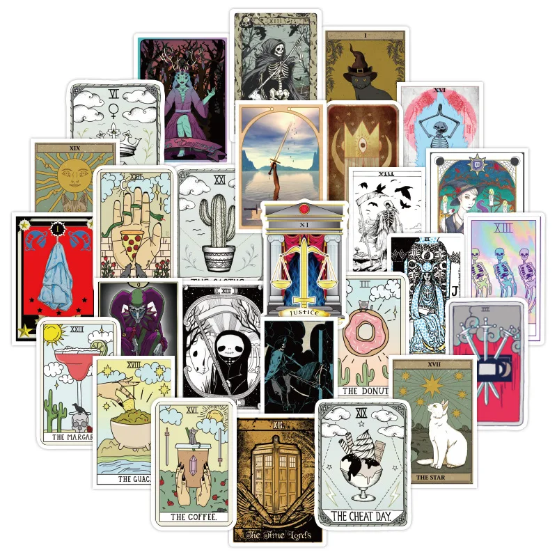

10/30/50PCS Tarot Card Graffiti Stickers Skateboard Guitar Laptop Motorcycle Suitcase Phone Car Waterproof Sticker Decal Kid Toy