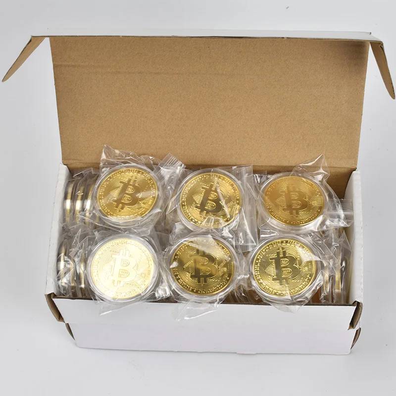 100 шт/партия позолоченная физическая Биткоин битка монета BTC Подарочная памятная