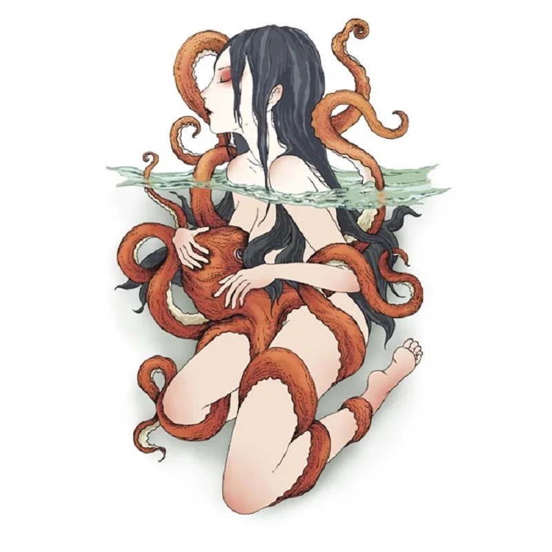

235MM×180MM Flower Arm Dark Sexy Desire Octopus Tattoo Sticker Waterproof Female Lasting