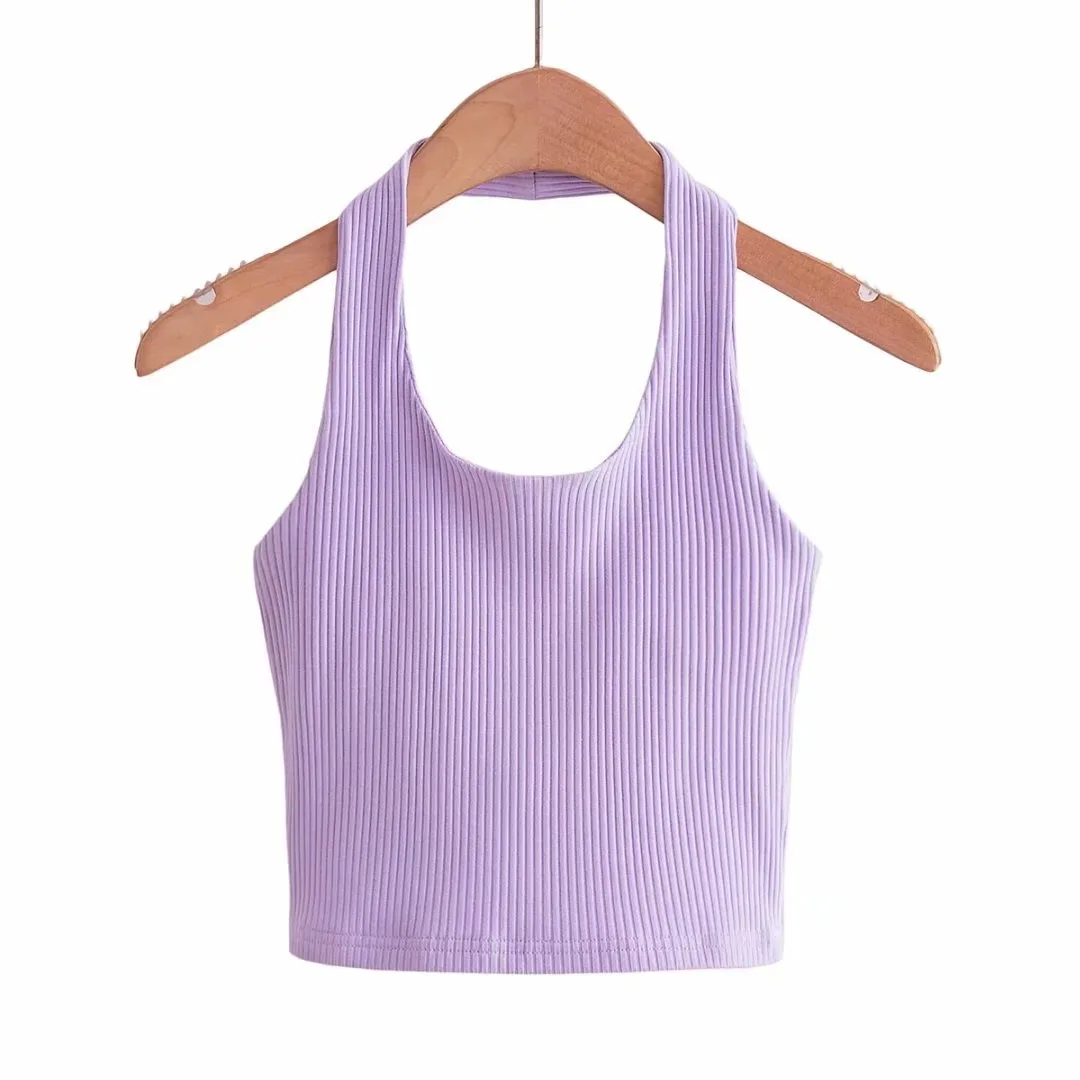 

2021 Woman Summer U-Necked Vest Sexy Sling Tight Back Sleeveless Chest Fashion Top Cotton Female Evening Botton Top