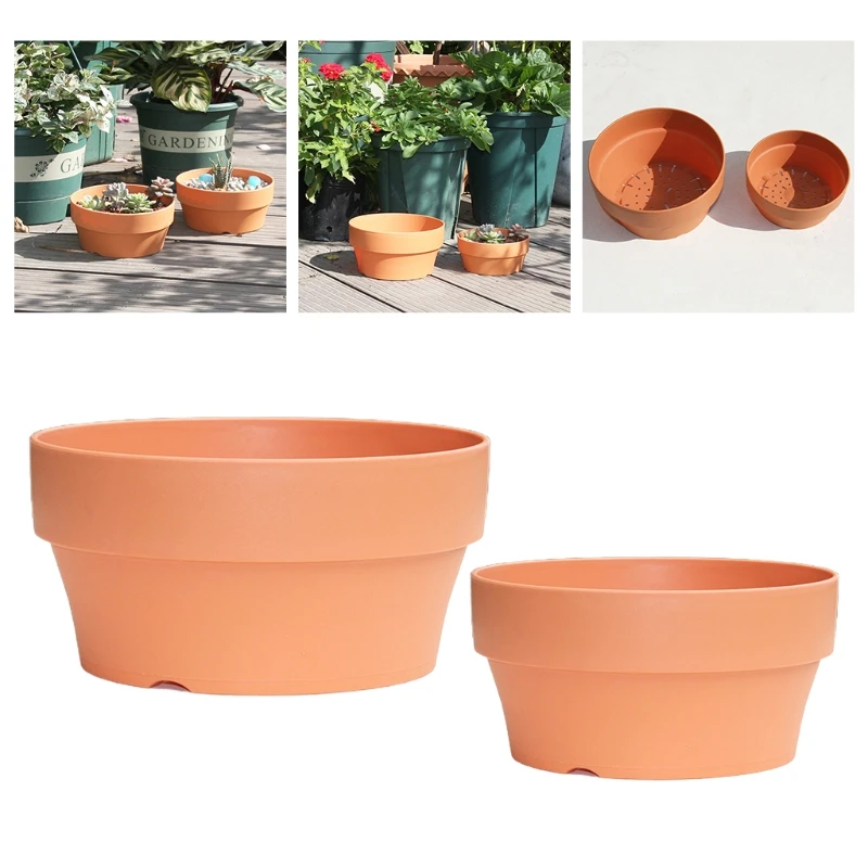 

Imitation Terracotta Pot for Plants Succulent Planter with Drainage Hole Cactus Plant Containers Garden Bonsai Pot