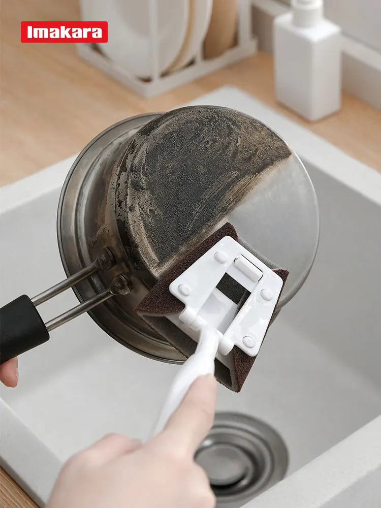 

Emery sponge wipe with handle magic wipe to brush the bottom of the pot to remove the black scale artifact