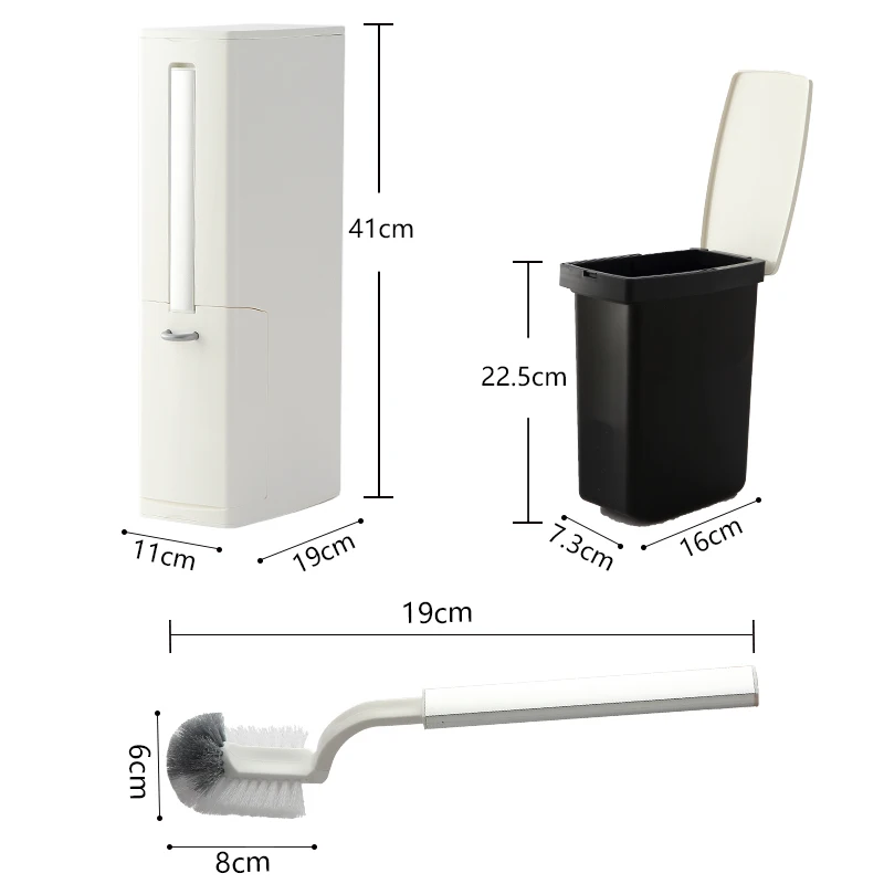 

Narrow Trash Can Toilet Brush Set Creative Bathroom Plastic Waste Bin Dustbin Kitchen Garbage Bucket Trash Bin Dustbin 3 in 1