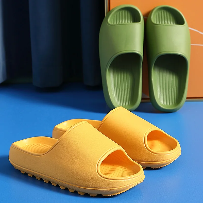 

Summer Women Men's Slippers Couple Protection Thick Sole Slippers Solid Home Indoor Slides Ladies Shoes Edge Mute Flip Flops