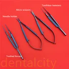 Титановые хирургические инструменты Tlloy, офтальмологические микрохирургические стоматологические инструменты, игольницы + ножницы 11,5 см + Пинцет