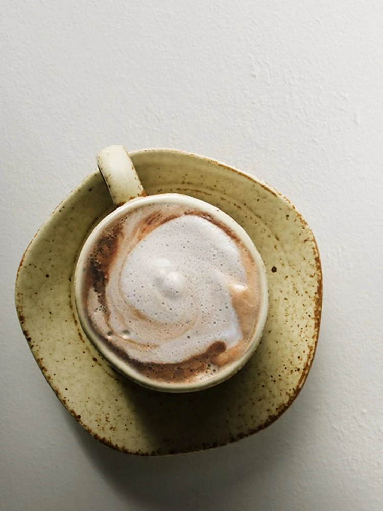 Японская Ретро кофейная чашка и блюдце простая керамическая художественная