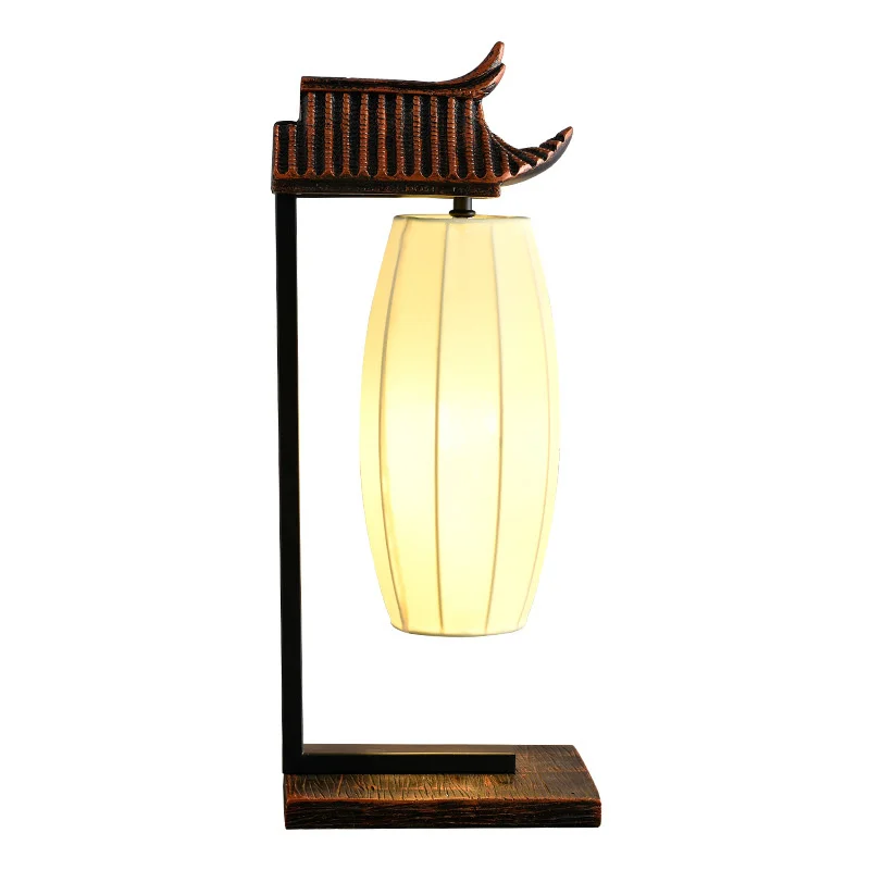 

New Chinese classical desk lamp Zen study office tea room desk lamp roof tile Chinese style cloth art lamp ancient style