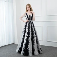 yqlnne elegant navy velvet full sleeve evening dress long ball gown sequined formal evening wear rhinestones belt