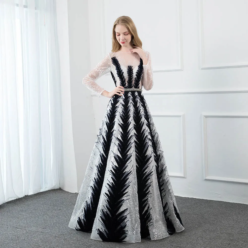 YQLNNE элегантное темно синее бархатное вечернее платье с длинными рукавами