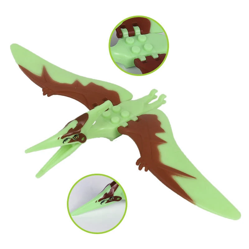 

8pcs/set Luminous Jurassic World Mini Dinosaur Building Blocks Pterodactyl Dilophosaurus Glow In The Dark Baby Boys Toys Gifts