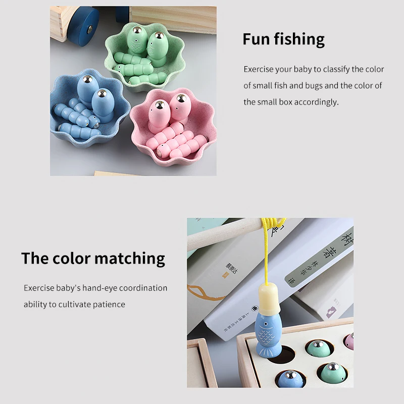 

Fun Kids Toys Interactive Wooden Train Set Toys Magnetic Games Fishing Toys Catch Worm Baby Early Educational Toys Kids Gifts