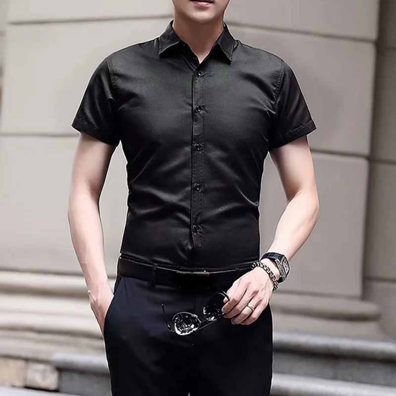 CYSINCOS 2020 Новая Модная хлопковая рубашка с коротким рукавом Однотонная