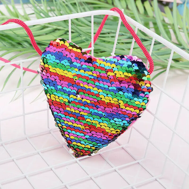 Новинка 2019 модная детская сумка для монет с блестками и сердцем кошелек рисунком