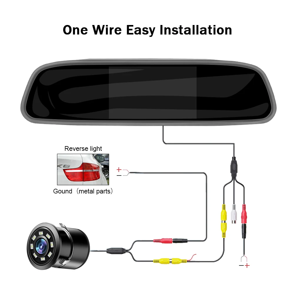 

4.3 inch Car HD Rearview Mirror CCD Video Auto Parking Assistance LED Night Vision Reversing Rear View Camera Transparent glass