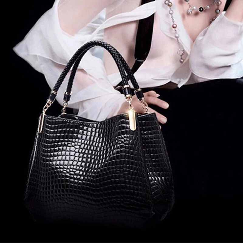 

Girls Crocodile Pu Leather Messenger Bags Large Capacity Women Bags Handbags Ladies Casual Totes Satchel Fashion Shoulder Bag