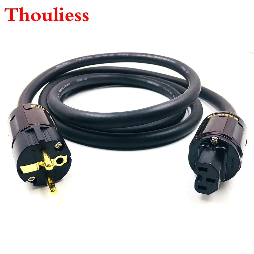 

Thouliess Gold-plated Power Plug HIFI EU Schuko AC power Cable HIFI AC Power Cord Cable with Furutech Power CORD