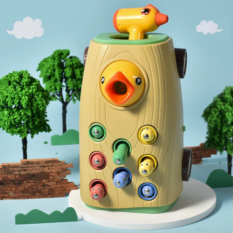 Juguetes de madera Montessori para beb&eacute;, juguete cognitivo 3D de fresa con capacidad de agarre, rompecabezas educativo para edades tempranas-5