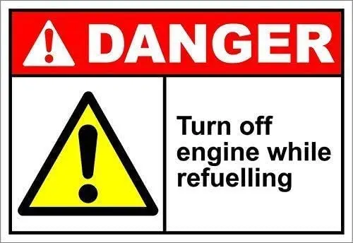 

Crysss Warning Sign Turn Off Engine While Refueling Danger Road Sign Business Sign 8X12 Inches Aluminum Metal Sign