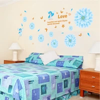 elegant light blue flowers wall sticker blooming flowers wallpaper for bedroom removable tv background wall
