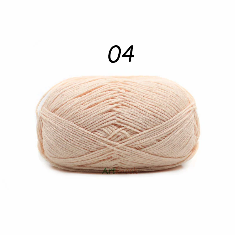 04 1PC 50 г хлопковая пряжа Органическая пряжа для вязания вязанных свитеров носки 24 цвета крючком иглы № 2 - Цвет: 04 1PC