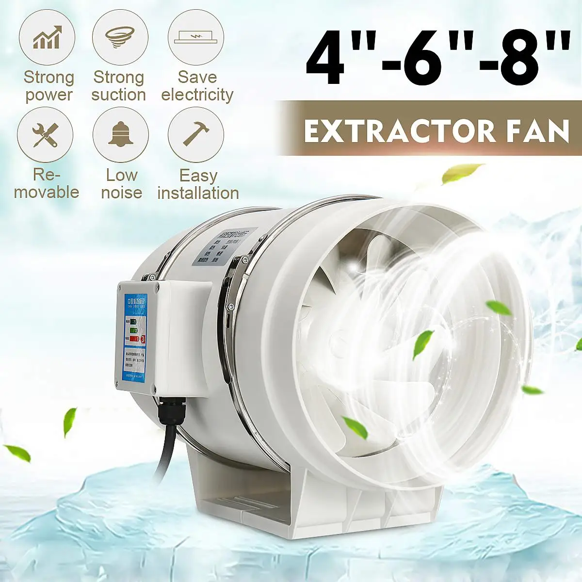 

Household quiet exhaust fan, 4 ", 6", 8 ", 220V exhaust fan, in-line air duct, 2600rpm, for bathroom