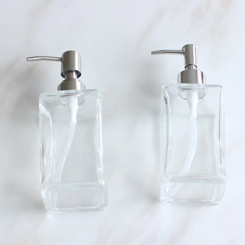 

Glass Shampoo Dispenser Stainless Steel Pump Liquid Soap Essential Oils Lotions Bottle BENL889