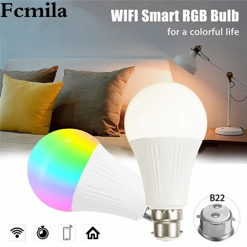 

Dimmable E27 B22 E26 LED Lamp RGB WIFI Smart Bulb Bluetooth APP Control 12W IR Remote Control Colore Light Bulb 85-265V For Home