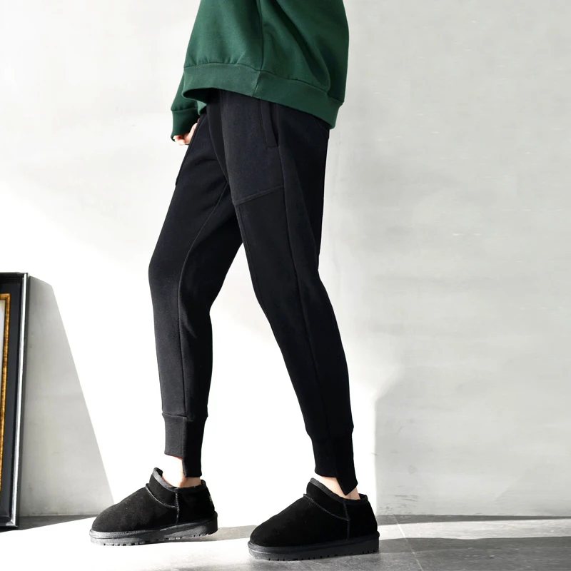 Черные ворсистые спортивные штаны для женщин новая осенне-зимняя версия