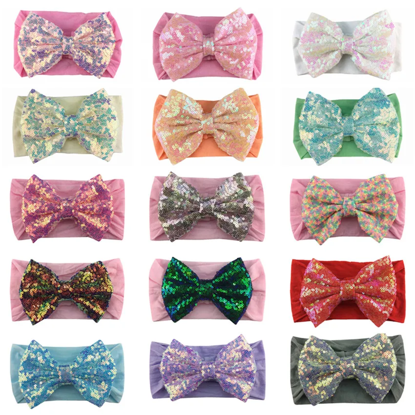 10 шт./лот изысканная мягкая широкая нейлоновая эластичная повязка на голову с 5