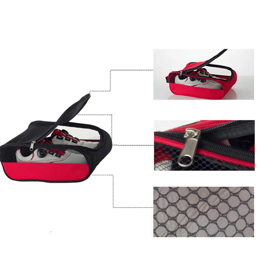 

Durable Golf Bag Waterproof Mesh Hole Breathable Dust Proof Double Zippers Storage Case Sports Pouch Travel Golf Shoes Bags