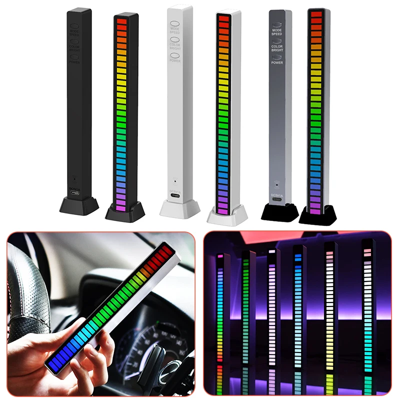 

USB/Rechargeable Battery APP Control RGB Colorful Tube 32 LED Voice-Activated Pickup Rhythm Music Atmosphere Ambient Lamp Bar
