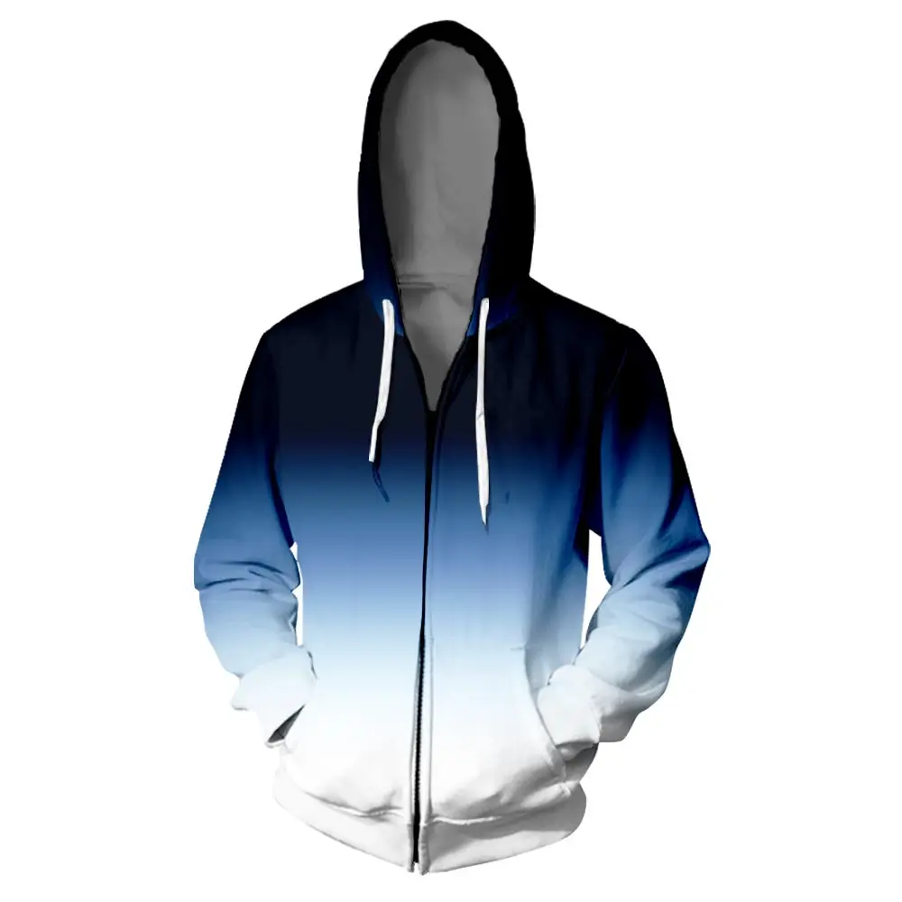 

Gradient Zipper Hoodie 3D Kids Harajuku Uniform Sweatshirts Clothes men jacket Loose hooded Sweatshirt outerwear custom made