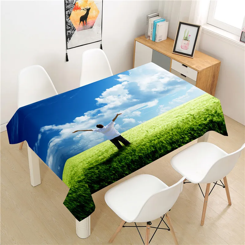 

Grassland Scenery Tablecloth polyester Hotel Picnic Table Rectangular Table Covers Home Dining Tea Table Decoration