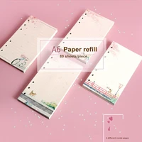 sharkbang new 80 sheets kawaii sakura and cat a6 loose leaf notebook refill spiral binder inner pages line grid blank agenda