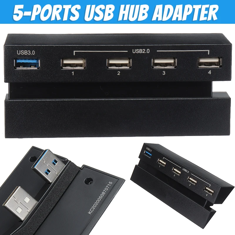 

POHIKS 1pc Super Speed USB 3.0 Hub Splitter Portable 5-Ports Expansion Adapter For Playstation 4 Gaming Console