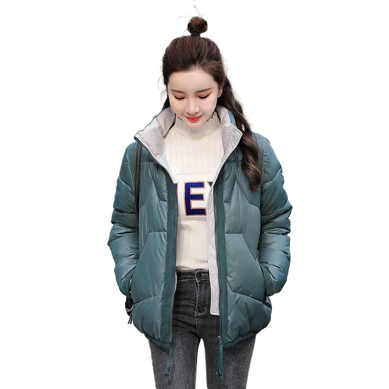 

2022 Winter Jacket women Womens Parkas Thicken Outerwear Stand collar Coats Short Female Slim Cotton padded basic tops