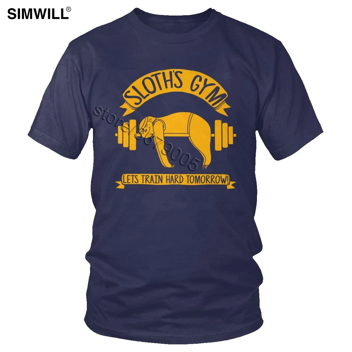 Sloths Gym T Shirt Novelty Casual Pure Cotton Mens Short Sleeved Round Neck Lets Train Hard Tomorrow T-Shirt Tee |