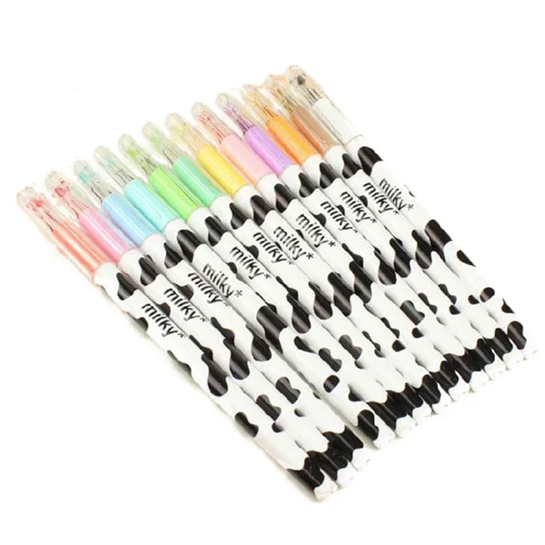 

PPYY-12 pcs gel pen Tiny Milk cow pen school Stationery Sundries stationary store office material school supplies