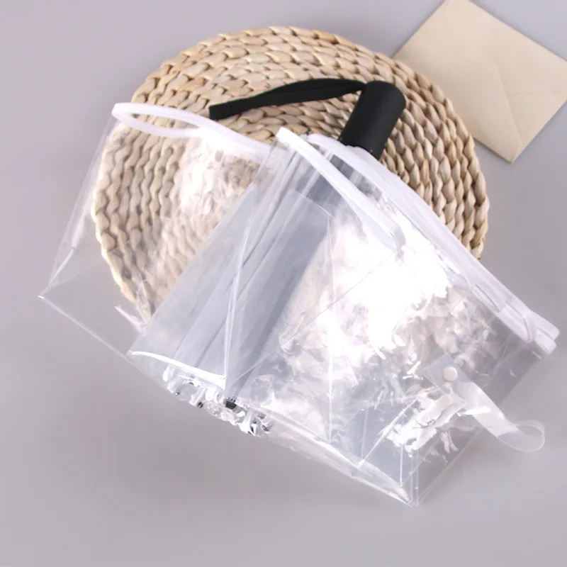 

Fully-automatic Transparent Umbrella Three-folding Umbrella Adults Summer 8 Bones Portable Male Parasol Rain for Men Women