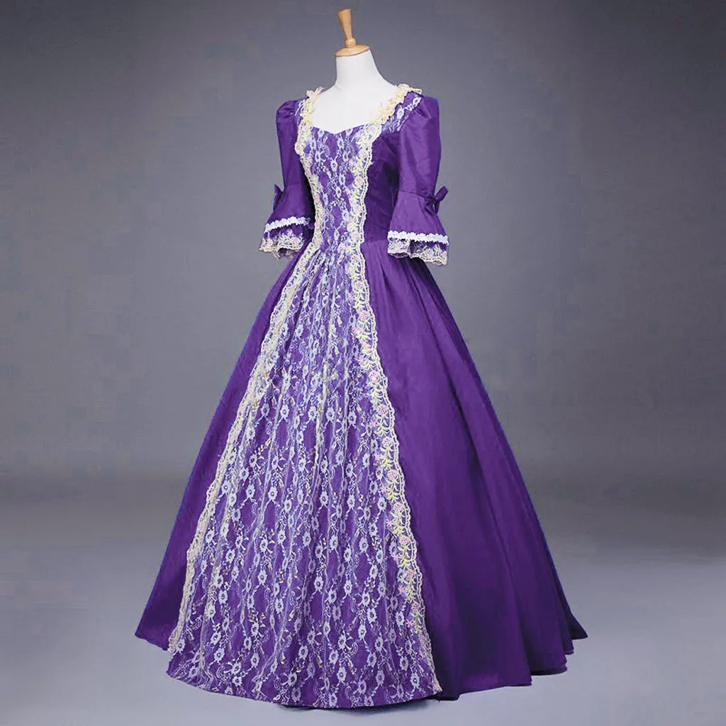 

Womens Gothic Vintage Dress Steampunk Retro Court Princess Half Sleeve Dress Party Elegant Retro Female Ankle-length Dresses