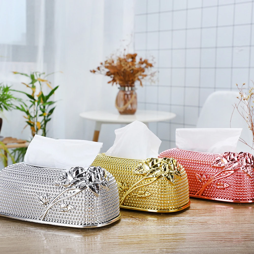 

European Style Embossing Desktop Kitchen Pumping Tray European Acrylic Tissue Box Fashion KTV Hotel Tissue Box Bar Napkin Box