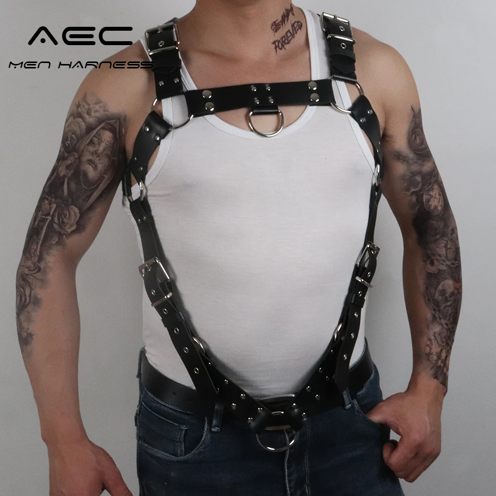 

CEA Sexy Man Harness PU Leather BDSM Body Bondage Sissy Lingerie For Men Fetish Gay Cosplay Costumes Top Exotic Tanks Accessorie