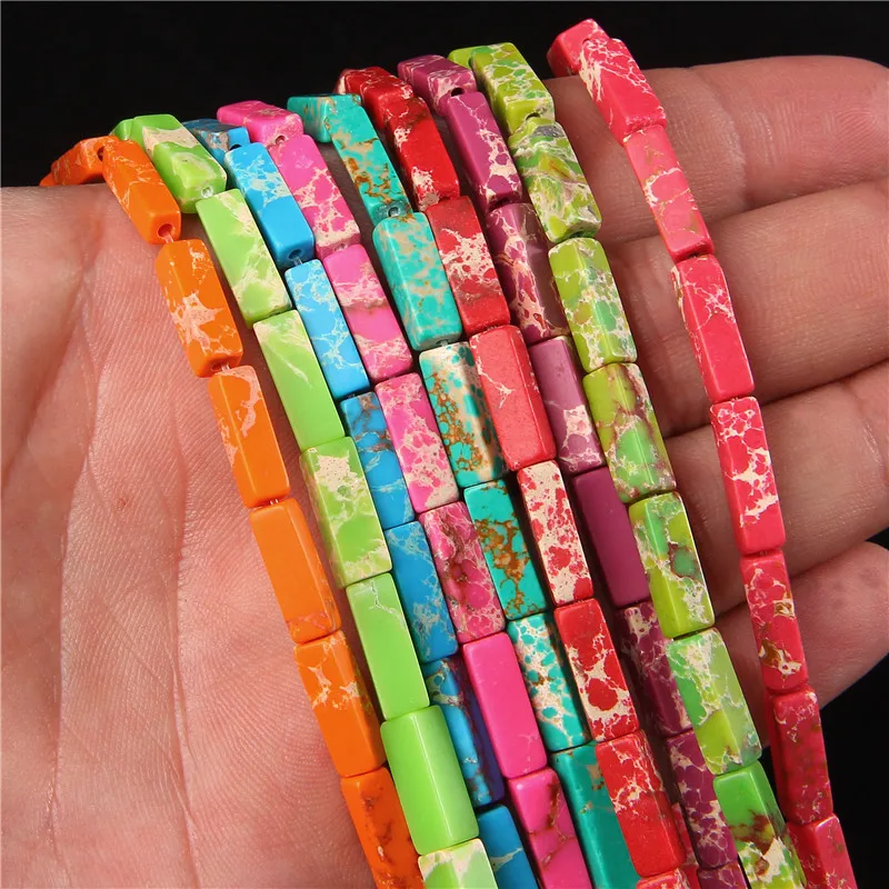 

Красочные фотобусины, колонна Shoushan, каменные бусины, цилиндрические квадратные трубки, свободные бусины, фотобраслет 15 дюймов