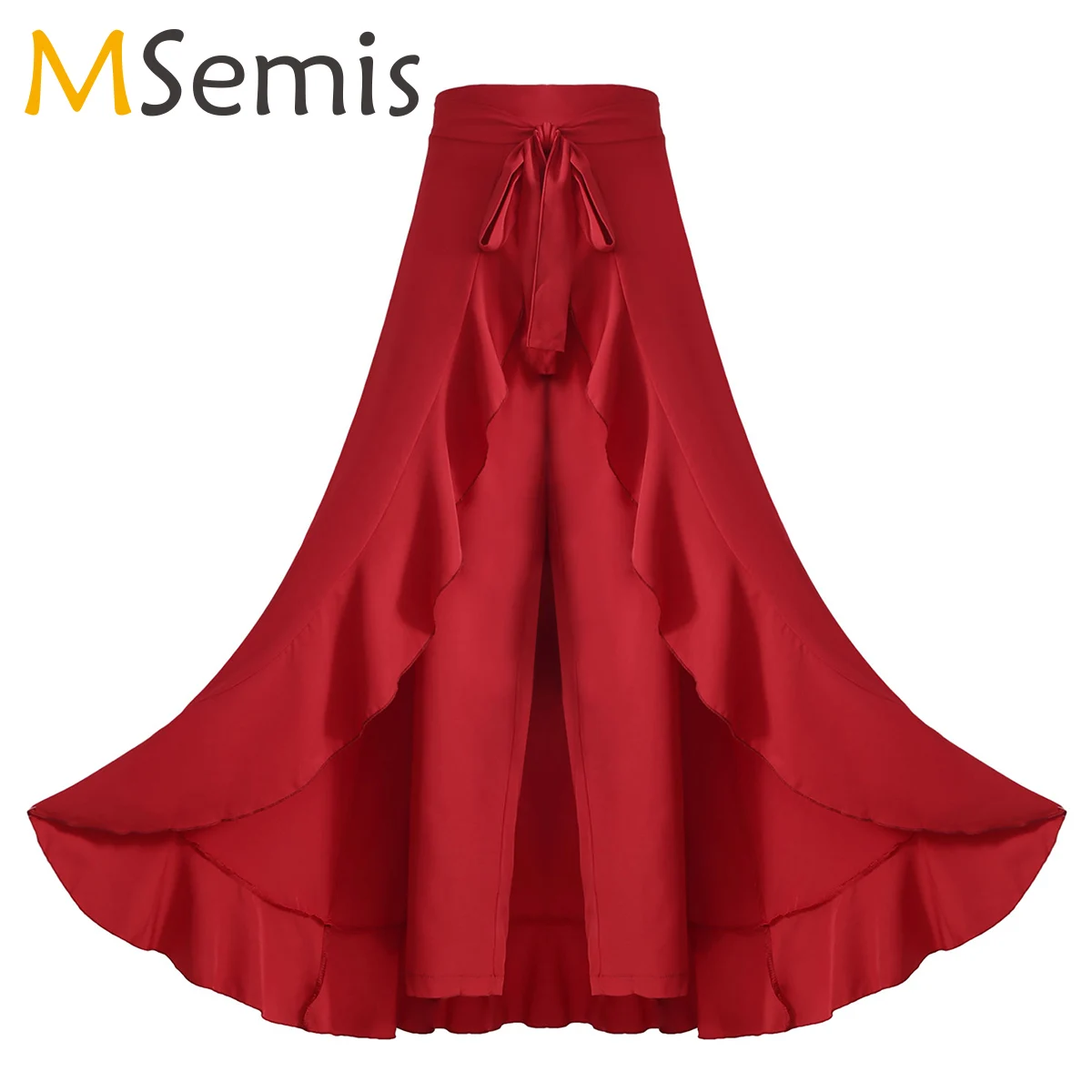 

Women Adults Ballroom Skirt Lyrical Dance Costume Contemporary Stage Performance Dancewear Fashion Cascading Ruffle Pants Skirt