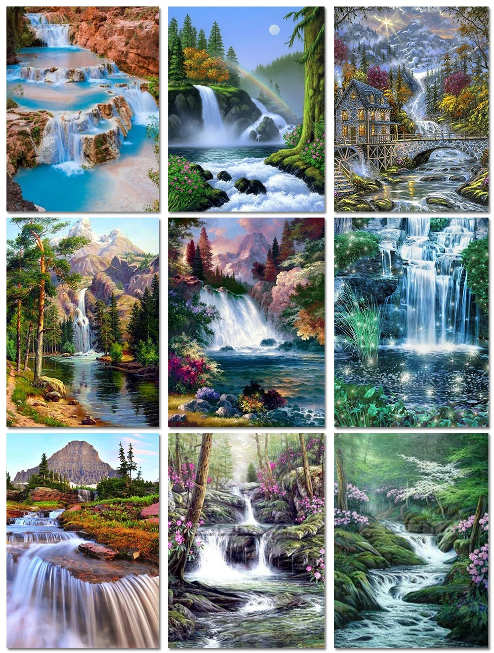 Полная дрель Алмазная картина супернатуральный водопад Вышивка Новый 5D Бриллиантовая мозаика пейзаж